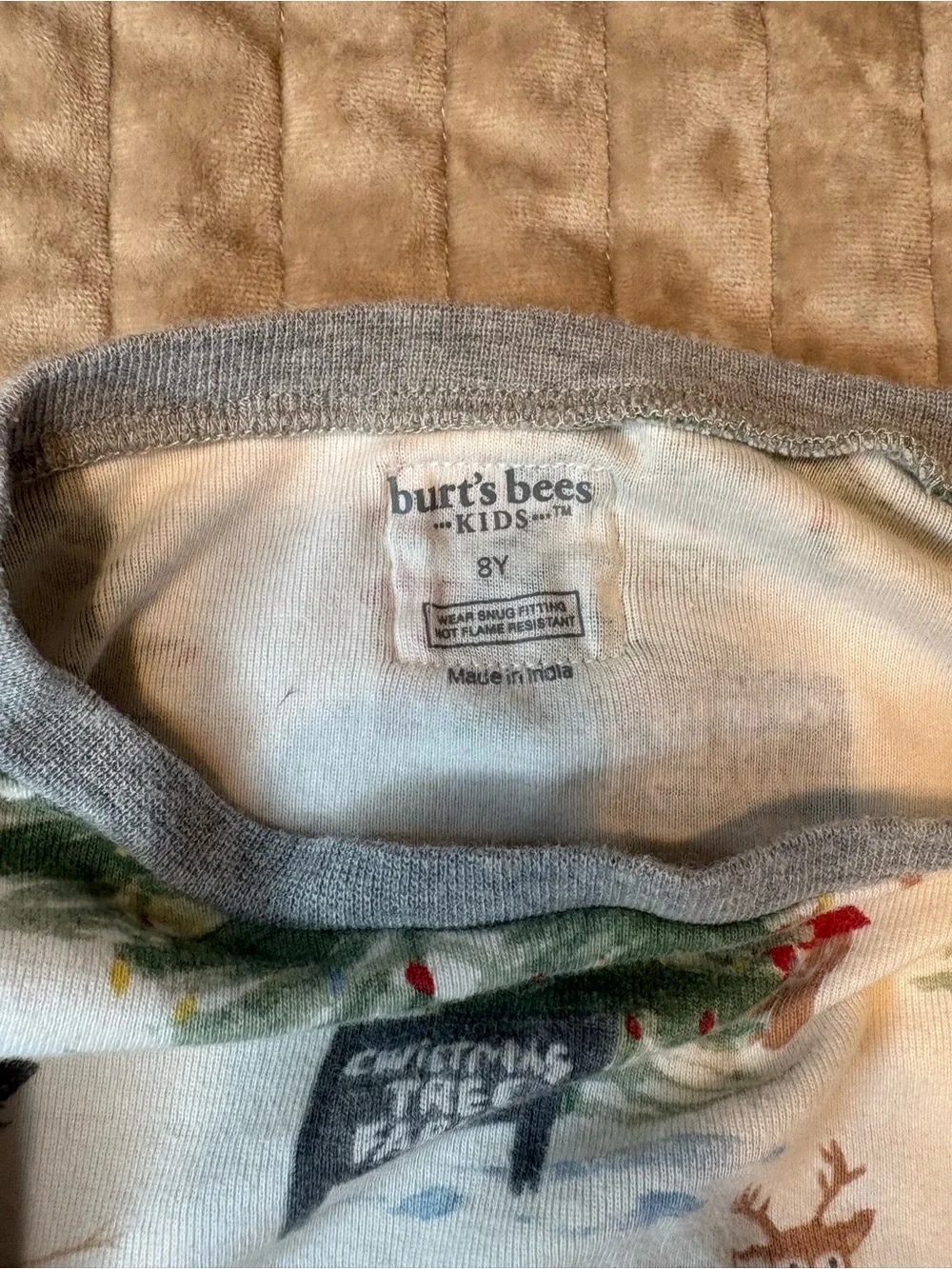 Burt's Bees White Holiday Tree & Winter Character Long-Sleeve Pajama Top